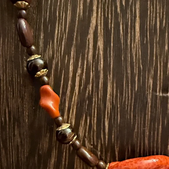 MIRIAM HASKELL Brown and Orange Beaded CHOKER - Picture 5 of 11